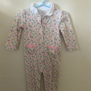 Ralph Lauren Floral Baby Footie 9 Months Pink and White Sleeping Play Outfit